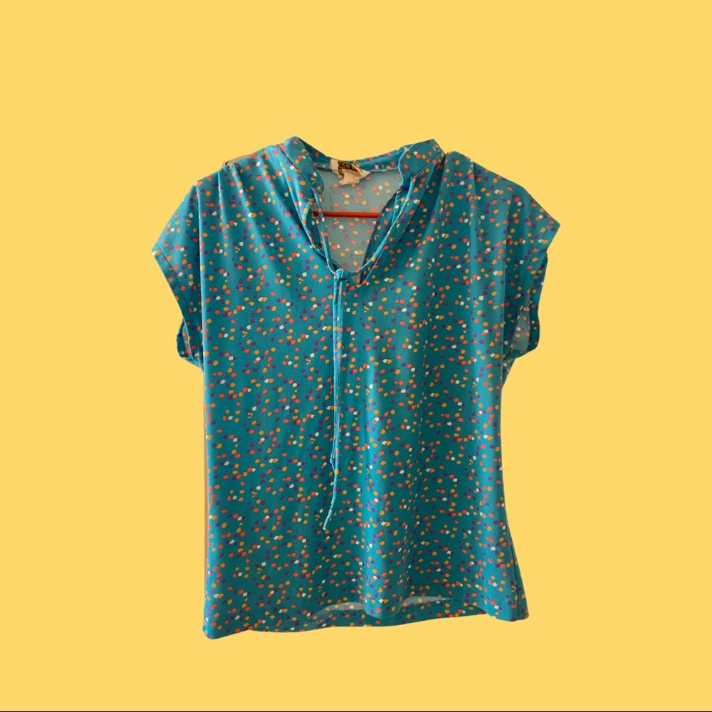 Cute Vintage Blue Rhoda Lee 80's style top